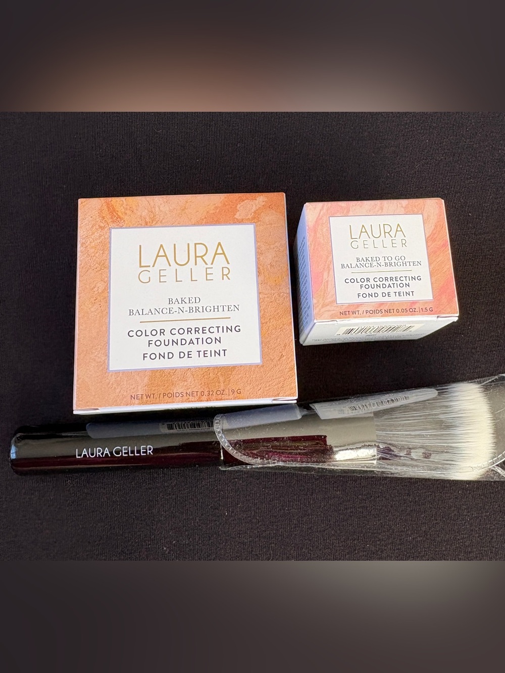 Laura Geller Baked To Go Balance N Brighten Color Correcting Foundation & Brush